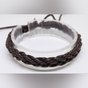 Men's bracelet leather braided‎ brown new e96
